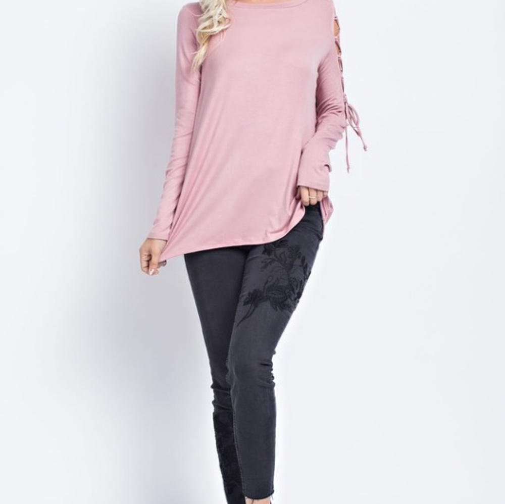 Modal Top With Spaghetti Trim Sleeve - Picture 4 of 4